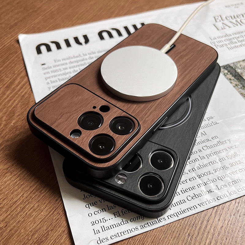 Luxe iPhone Magsafe Ring Wood Grain Case